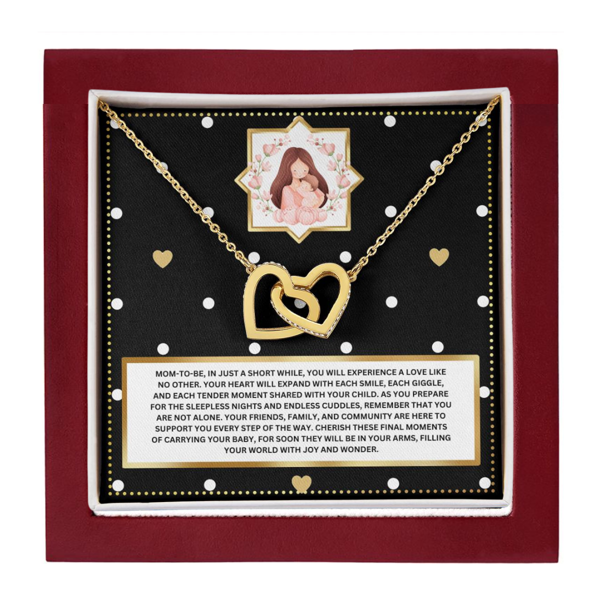 JGF Jewelry Gifts for Family New Mom Gift Basket After Birth Interlocking Heart Necklace