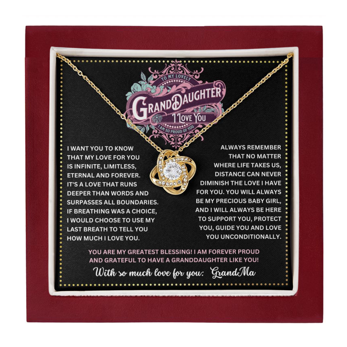 JGF Jewelry Gifts for Family To My Granddaughter Necklace From Grandmother