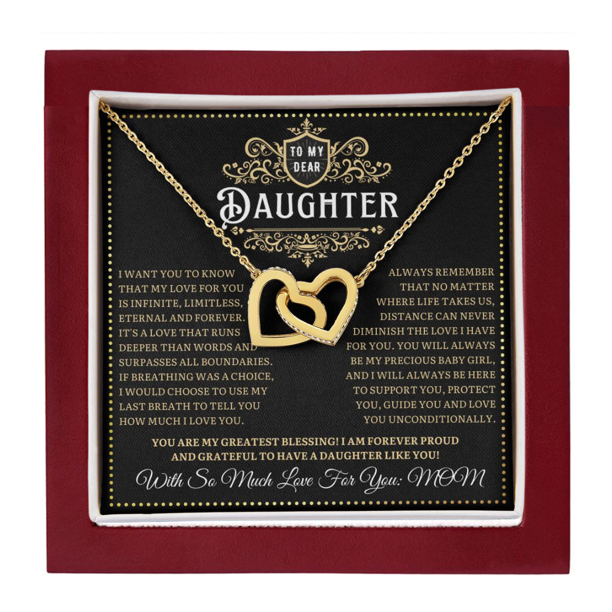 JGF Jewelry Gifts for Family Gifts For Daughter From Mom Far Away Intertwined Double Hearts Necklace