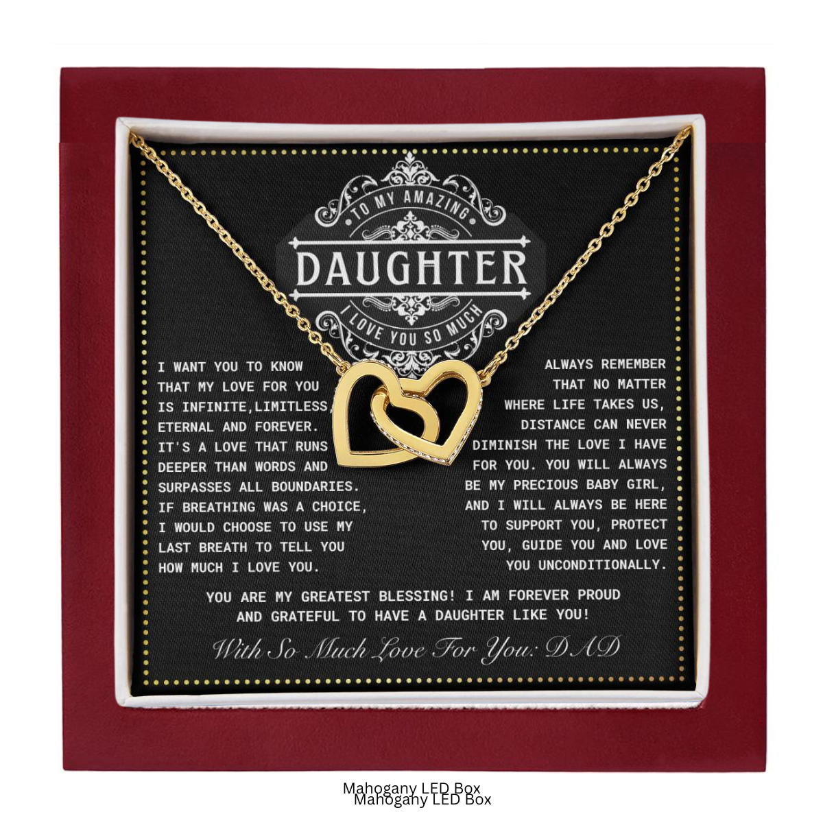 JGF Jewelry Gifts for Family Interlocking Hearts Necklace 18th Birthday Card Daughter From Dad