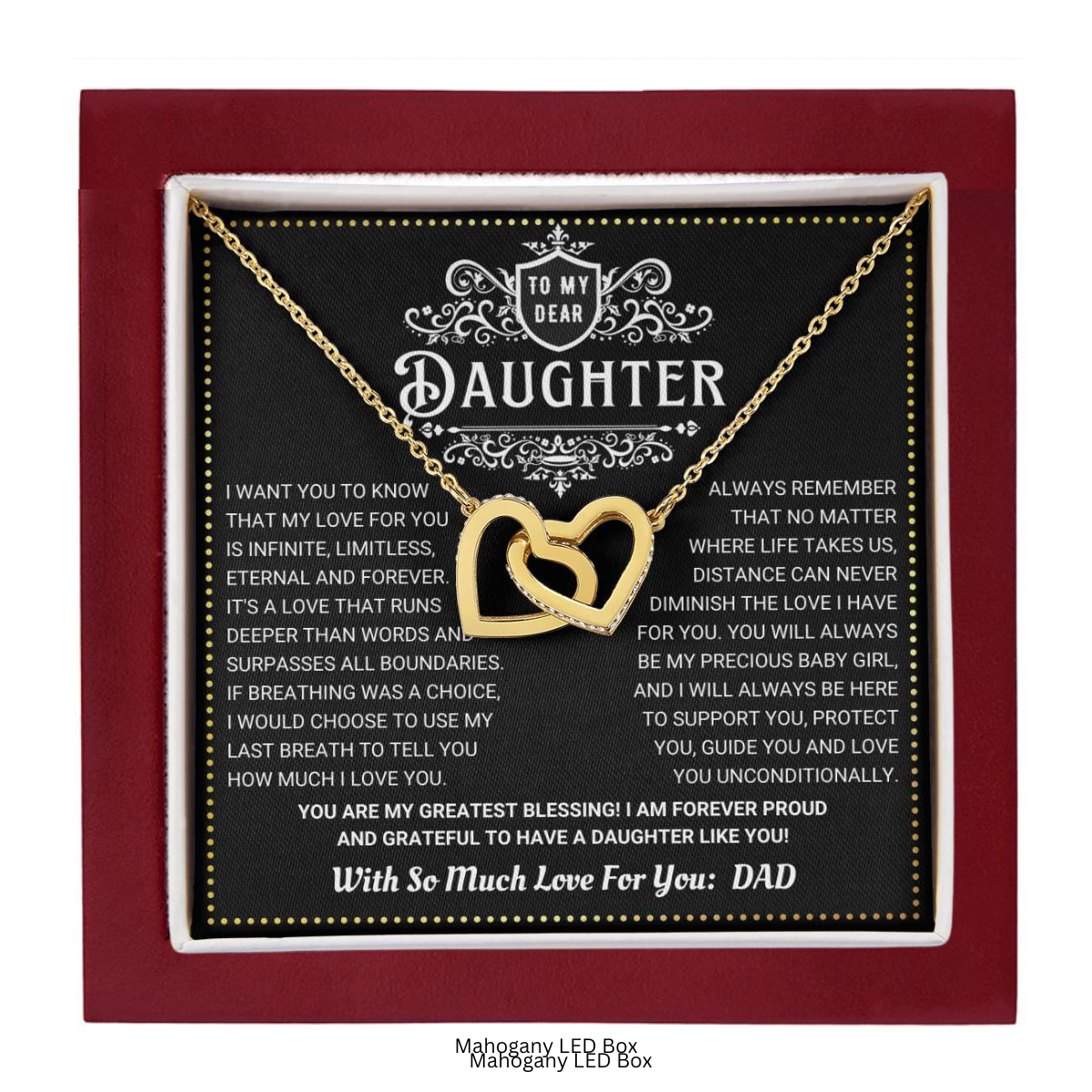 JGF Jewelry Gifts for Family 2 Hearts Connected Necklace 18th Birthday Card Daughter From Dad
