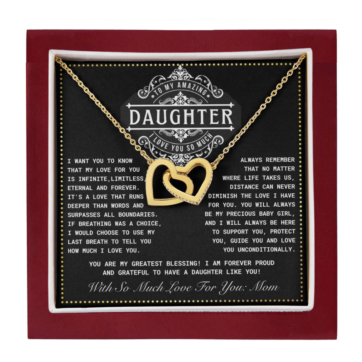 JGF Jewelry Gifts for Family 2 Hearts Connected Necklace First Time Mom Gifts For My Daughter