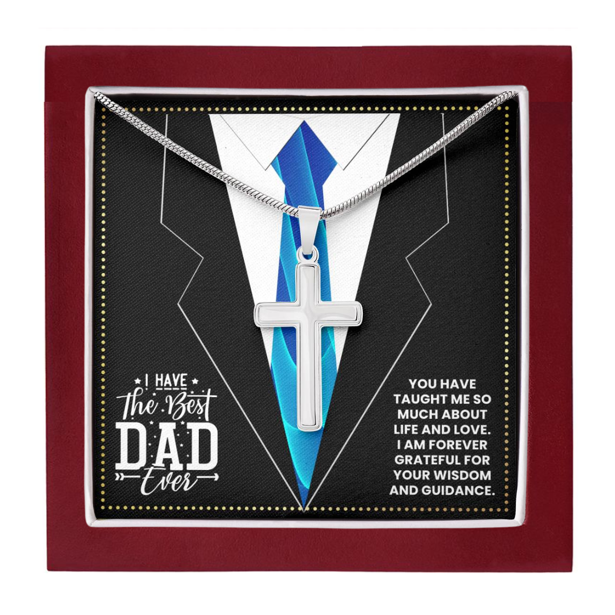 JGF Jewelry Gifts for Family Cross Necklace For Men Happy Birthday Daddy Gifts From Kids