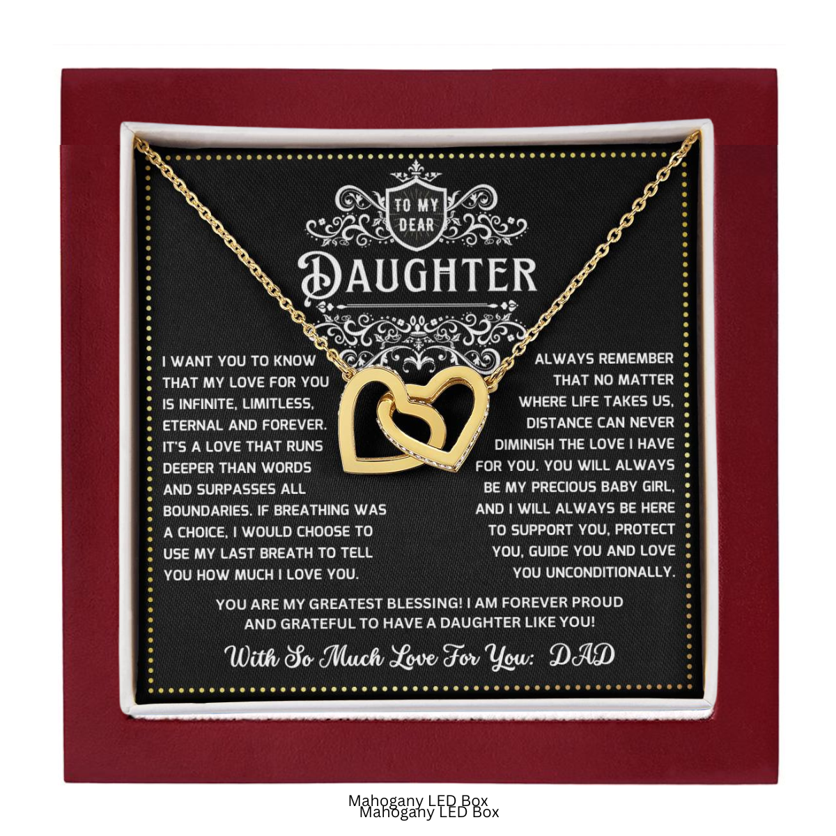 JGF Jewelry Gifts for Family Daughter 18th Birthday Gift From Dad Interlocking Heart Necklace