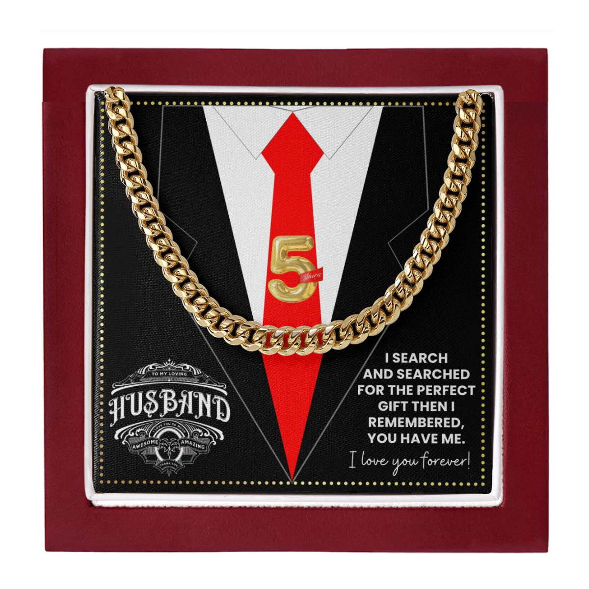 JGF Jewelry Gifts for Family 5th Fifth Anniversary For Husband Chain Necklace For Men