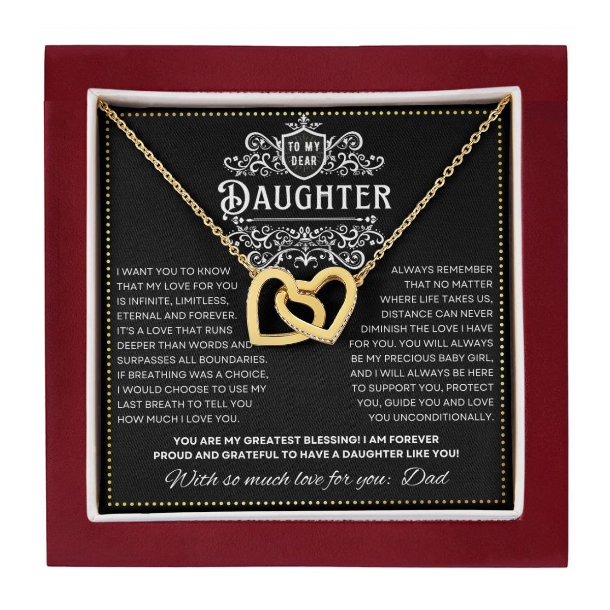 JGF Jewelry Gifts for Family Interlocking Hearts Necklace 21st Birthday Gifts For Daughter From Dad