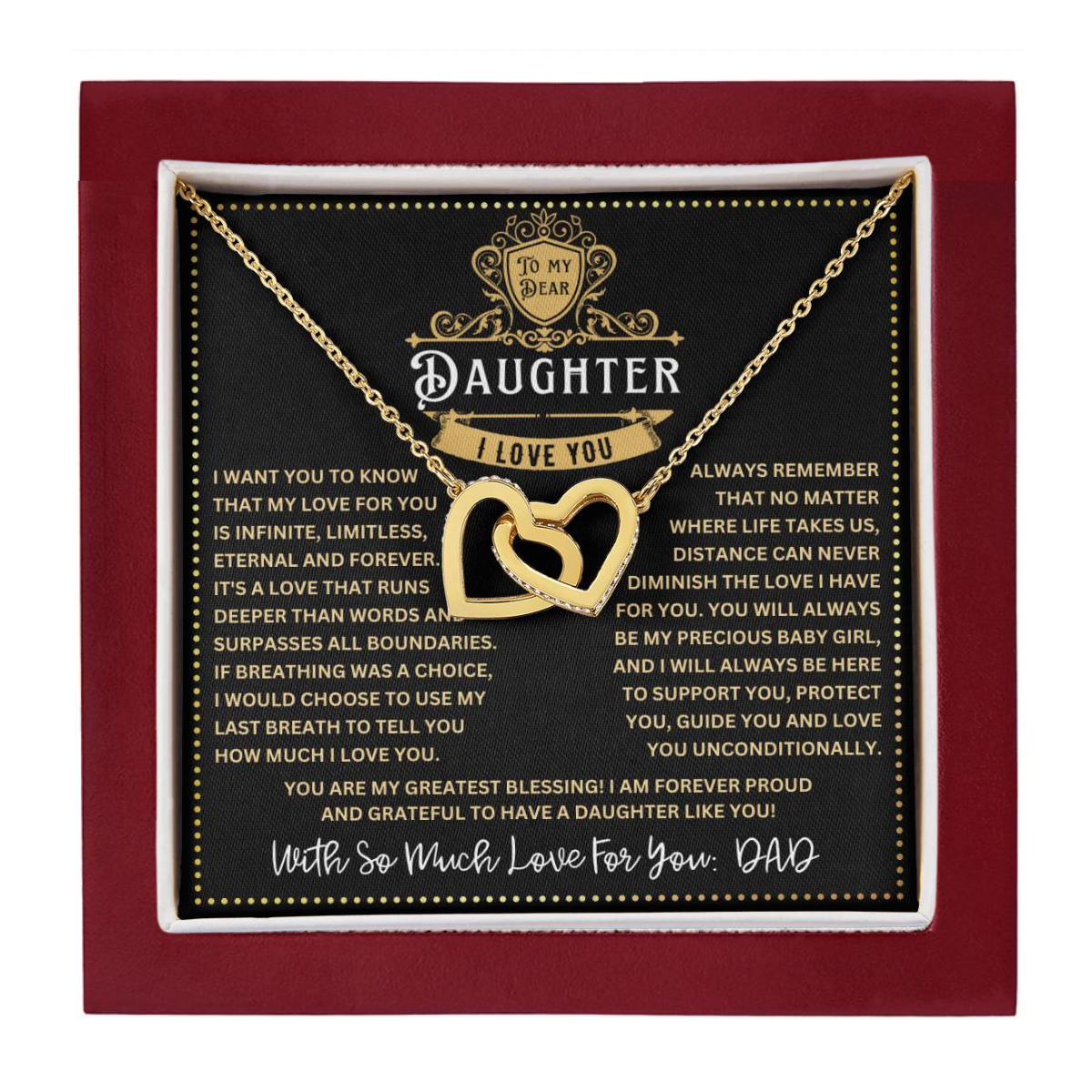 JGF Jewelry Gifts for Family My Daughter Is A Doctor Interlocking Hearts Necklace From Dad