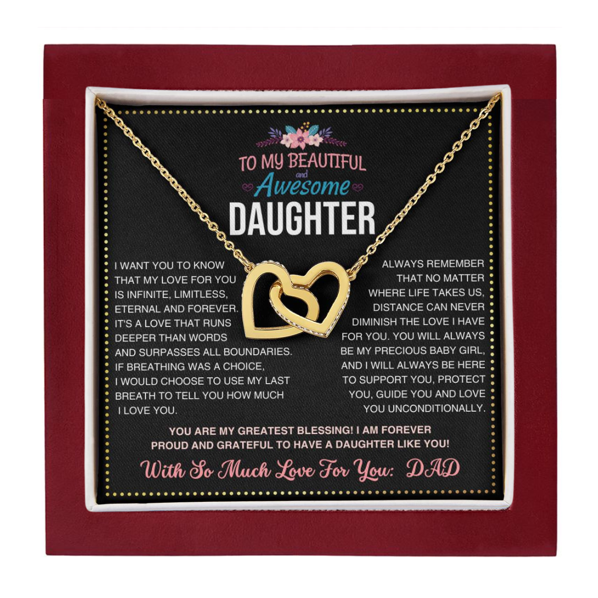 JGF Jewelry Gifts for Family Interlocking Hearts Necklace For Daughter 30th Birthday Gifts From Dad
