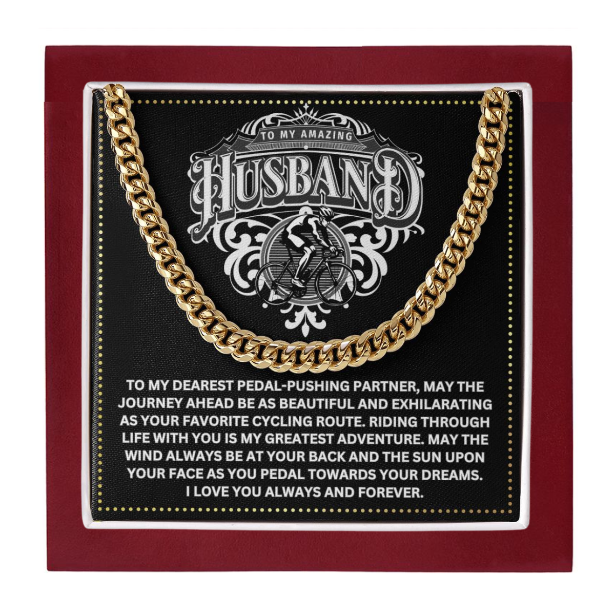 JGF Jewelry Gifts for Family Cuban Link Necklace For Men Bicycle Husband Gifts 50th Birthday