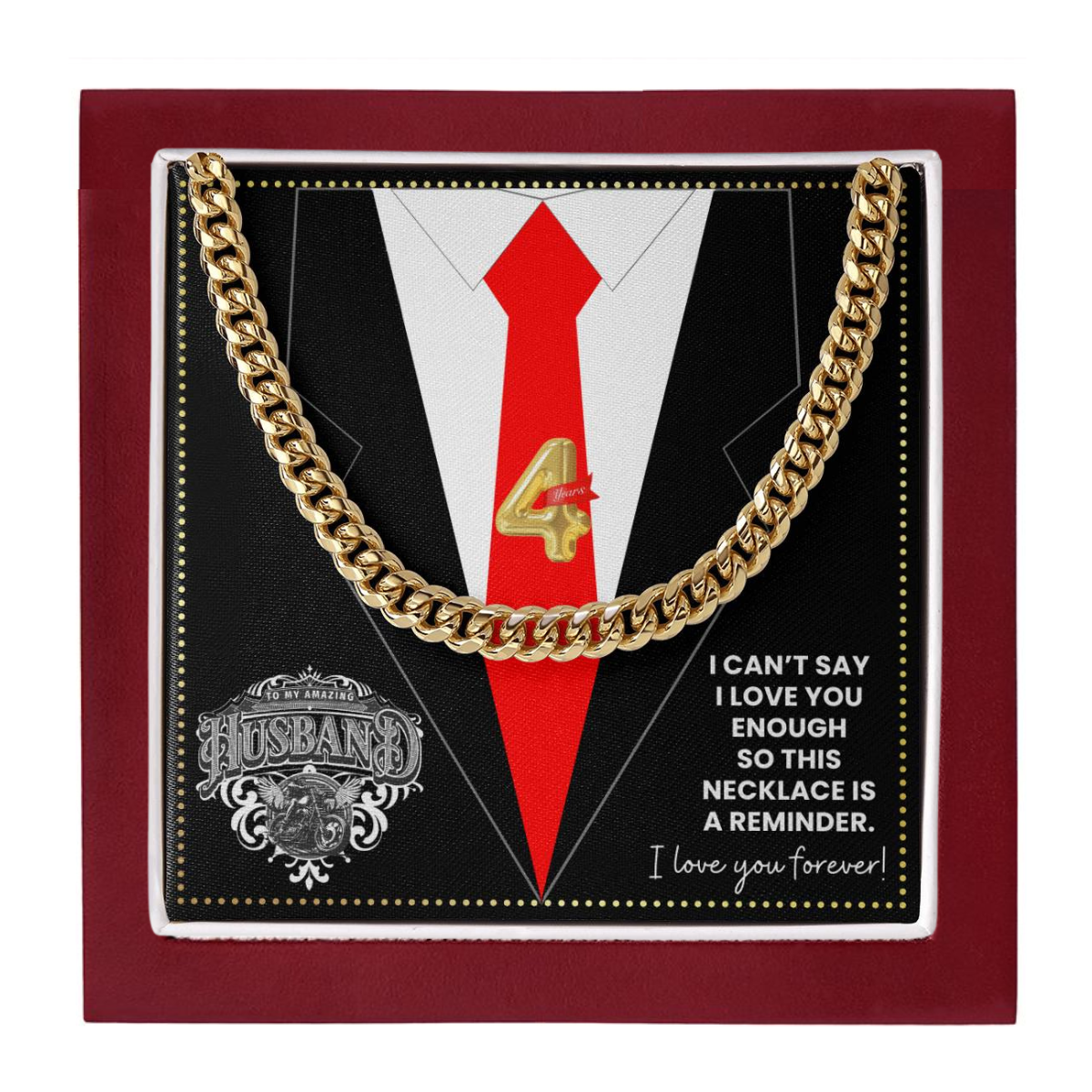 JGF Jewelry Gifts for Family 4th Fourth Anniversary For Husband Chain Necklace For Men