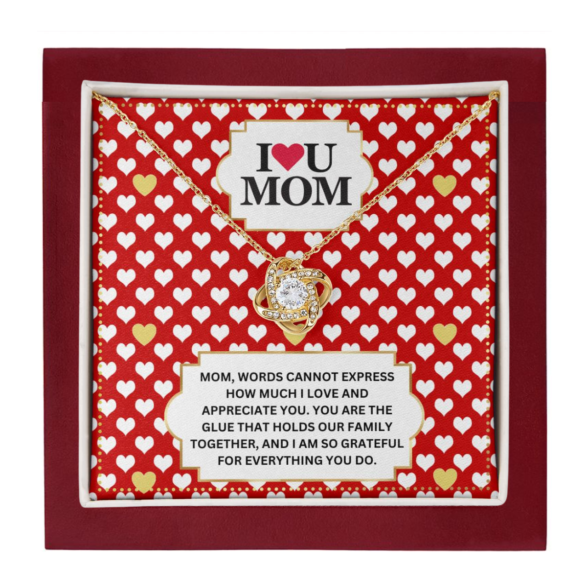 JGF Jewelry Gifts for Family I Love You Mom Message Card Necklace For Mommy