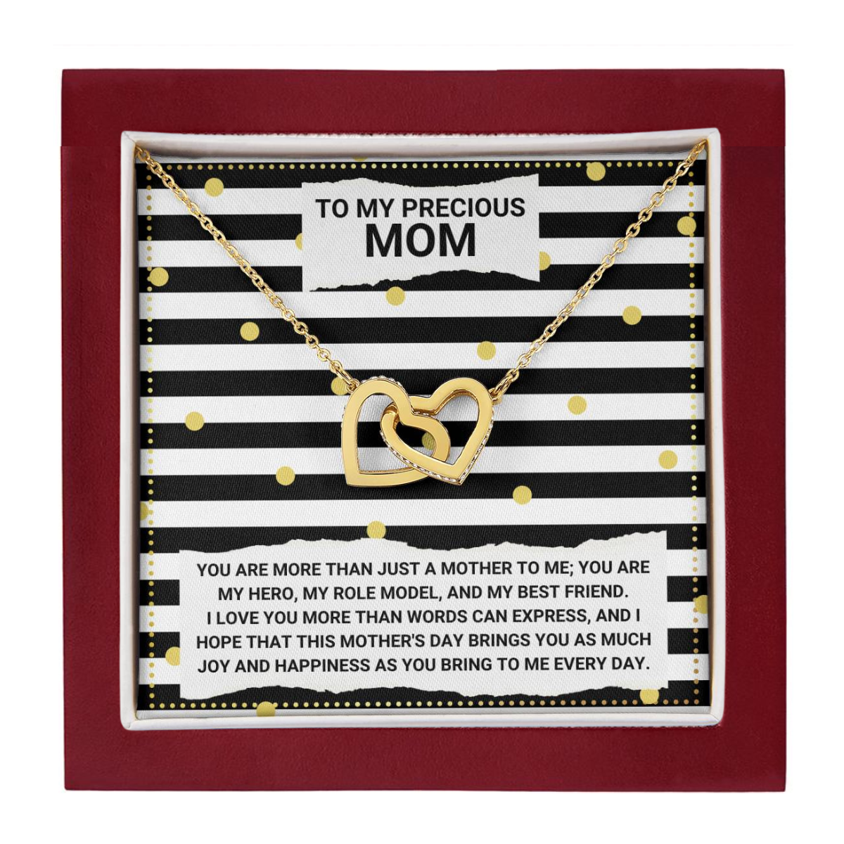 JGF Jewelry Gifts for Family Double Heart Pendant Necklace For Mom