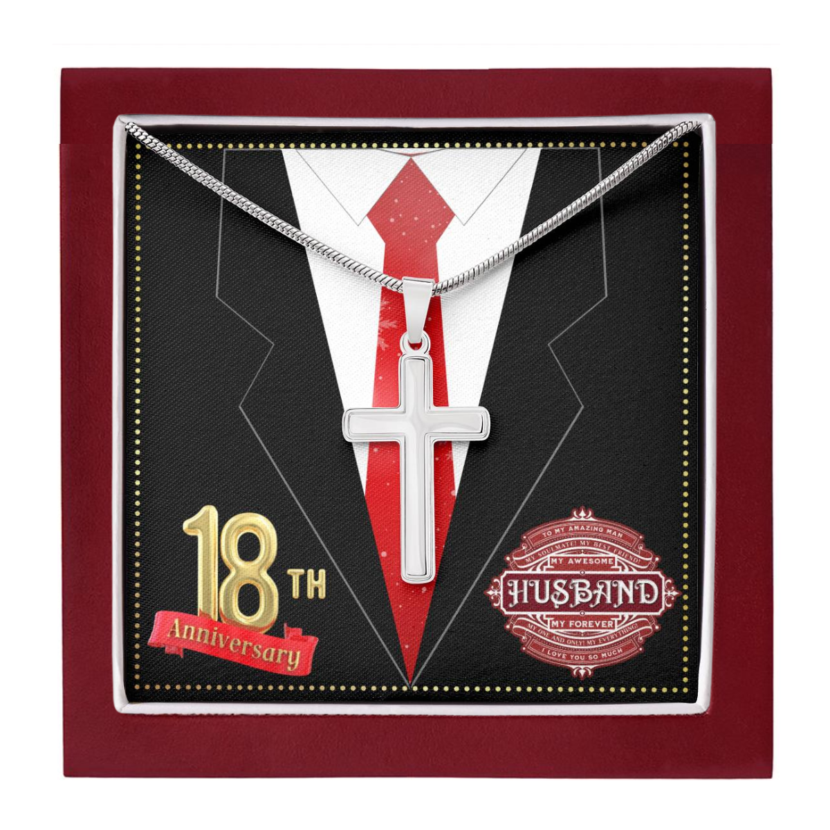 JGF Jewelry Gifts for Family 18th Wedding Anniversary For Him Husband Cross Necklace for Men