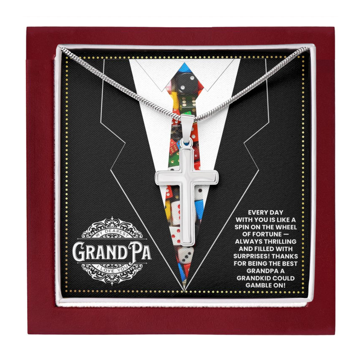 JGF Jewelry Gifts for Family Casino Poker Themed Gifts For Men Grandpa Gifts From Grandson And Granddaughter