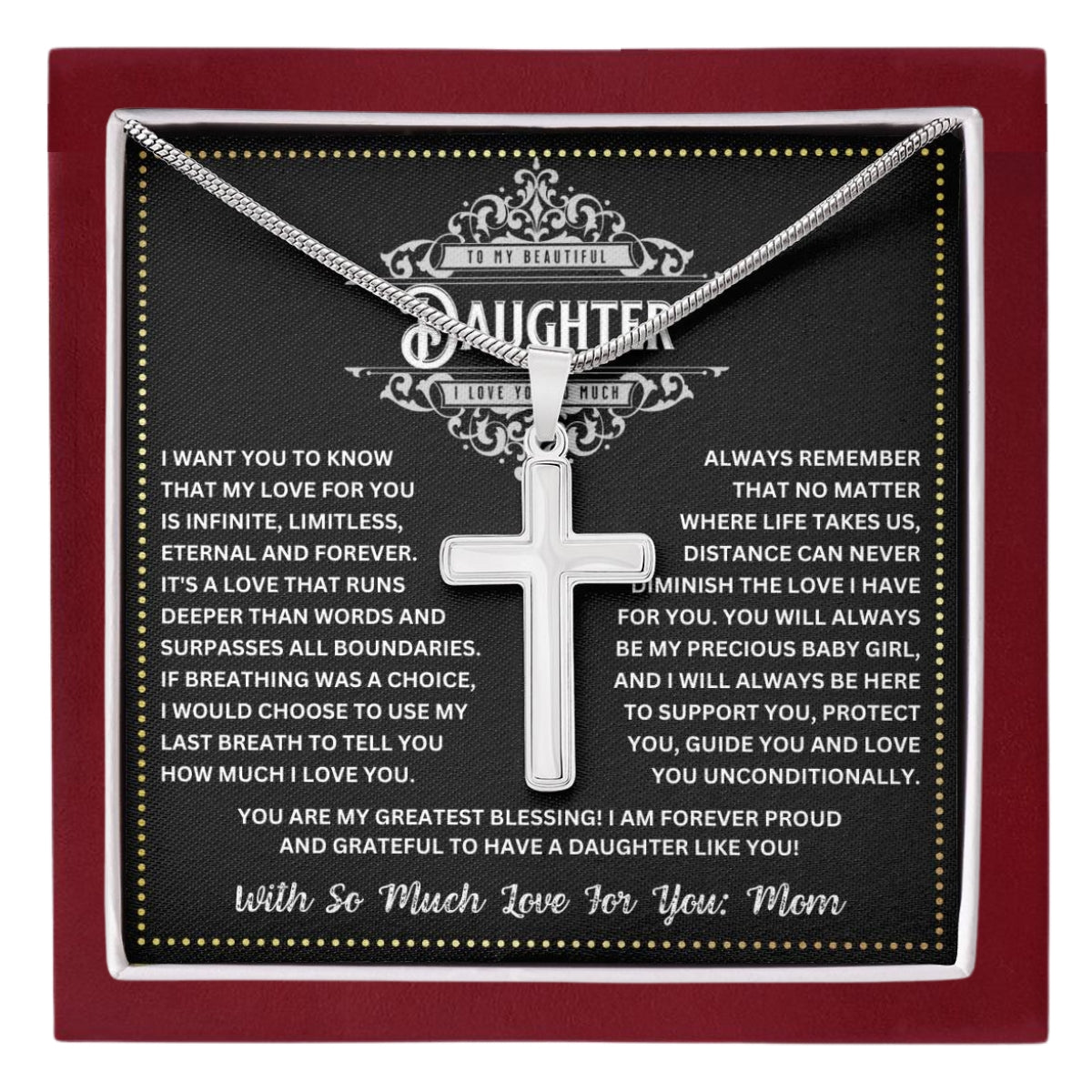 JGF Jewelry Gifts for Family Christmas Faith Reminder Daughter's Cross Necklace Believe in the Magic
