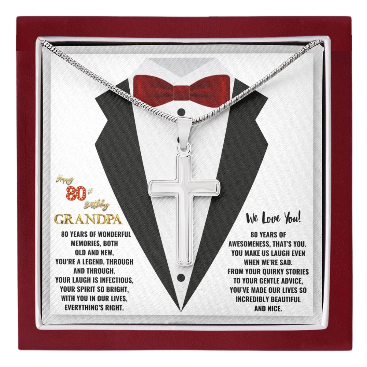 80th GrandPa White3 JGF Jewelry Gifts for Family ARTISAN CROSS TEMPLATE - artisancross-BB