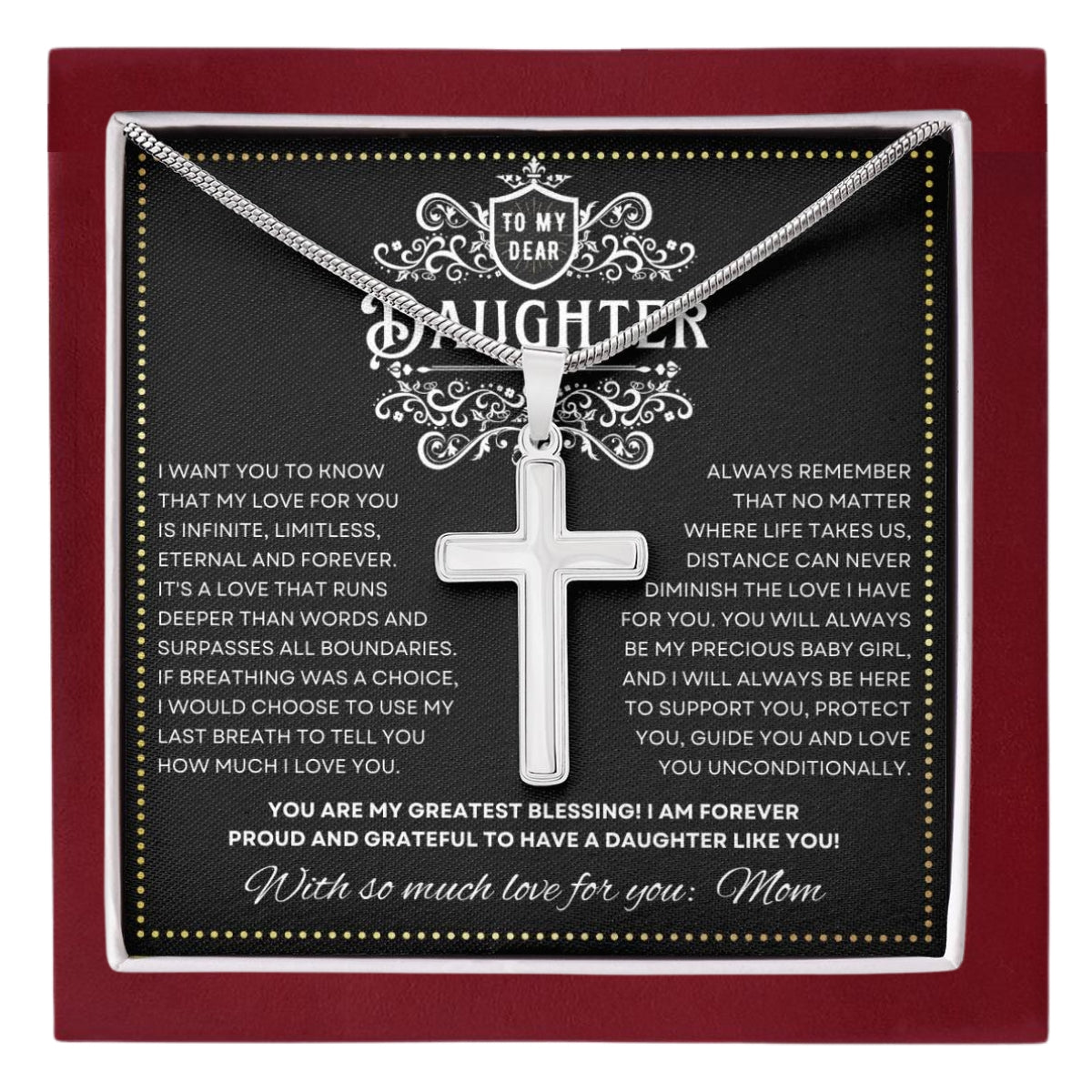 JGF Jewelry Gifts for Family Daughter's Stainless Steel Cross Necklace Faith Shines Through