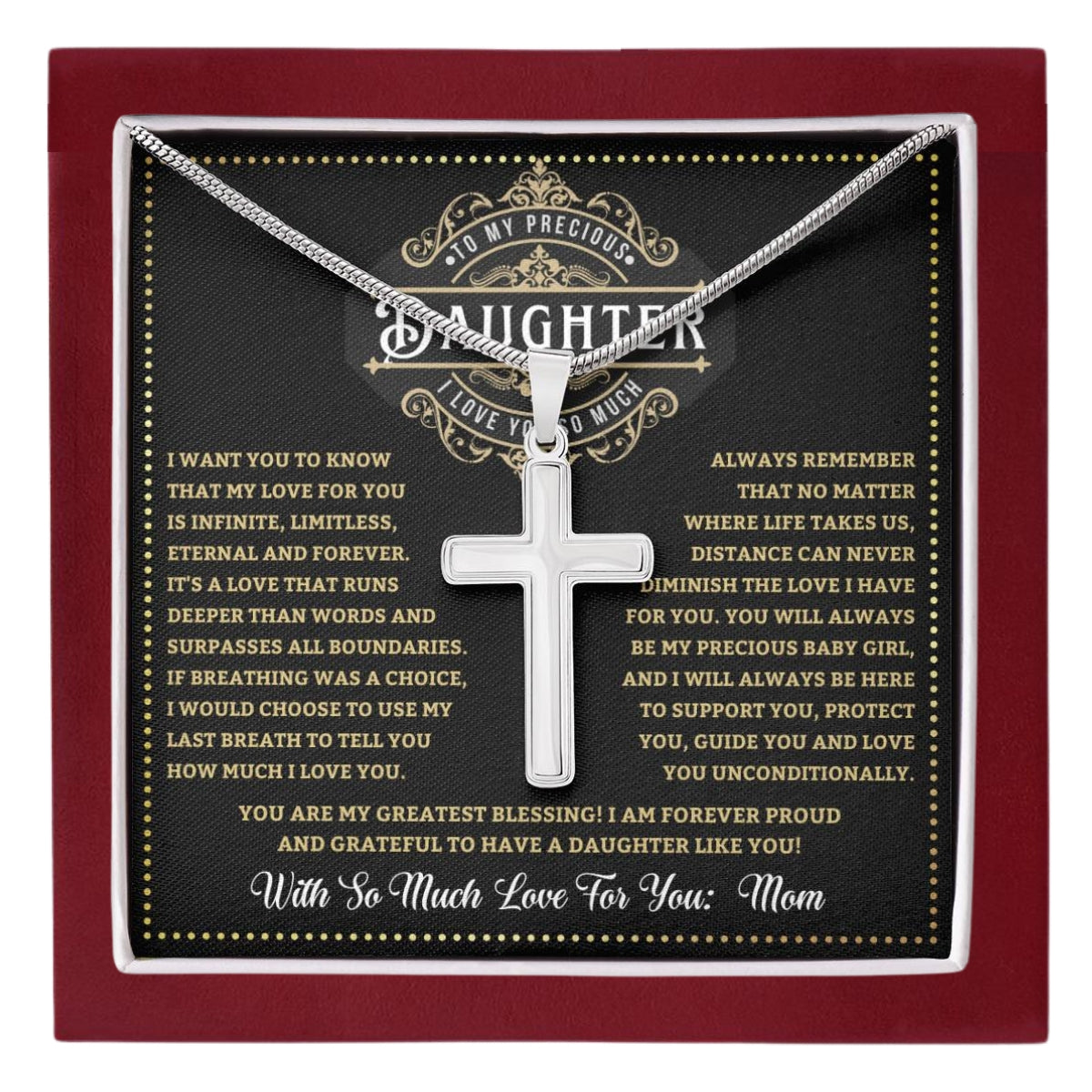 JGF Jewelry Gifts for Family Stainless Steel Inspiration Daughter's Cross Necklace Strength in Faith