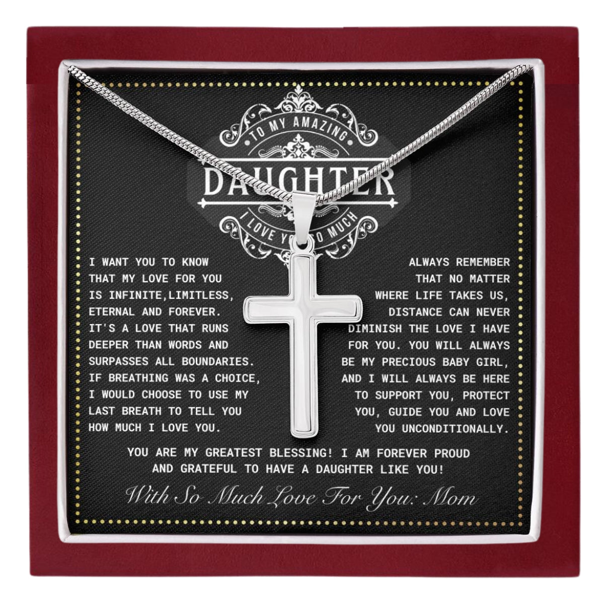 JGF Jewelry Gifts for Family Delicate and Meaningful Cross Necklace for Daughter