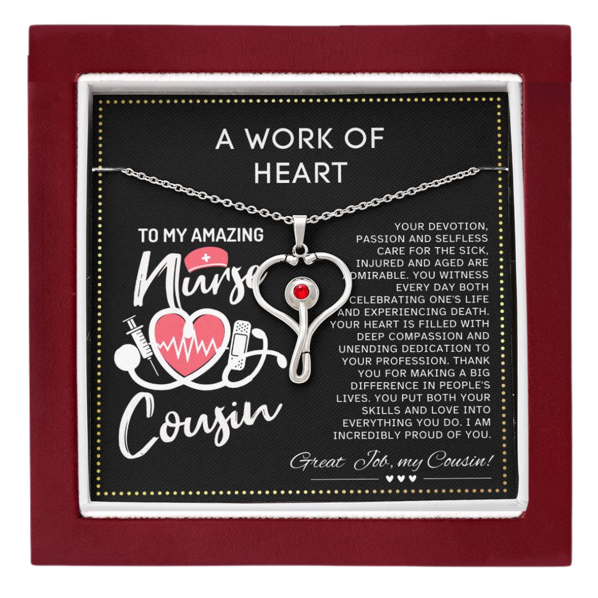 JGF Jewelry Gifts for Family My Favorite Nurse Calls Me Cousin She Is A Practitioner Nurse