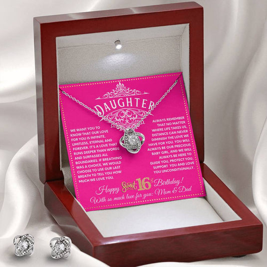 JGF Jewelry Gifts for Family 16 Year Old Happy 16th Birthday Card To My Daughter Necklace From Mom And Dad