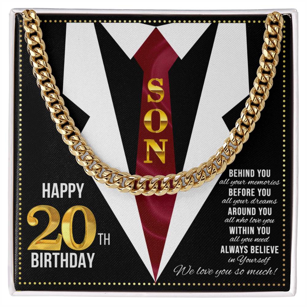 JGF Jewelry Gifts for Family Birthday For 20 Year Old Son Happy 20th Birthday Son Card