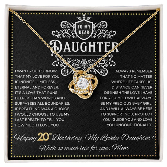 JGF Jewelry Gifts for Family Daughter 20th Birthday From Mom Love Knot Necklace