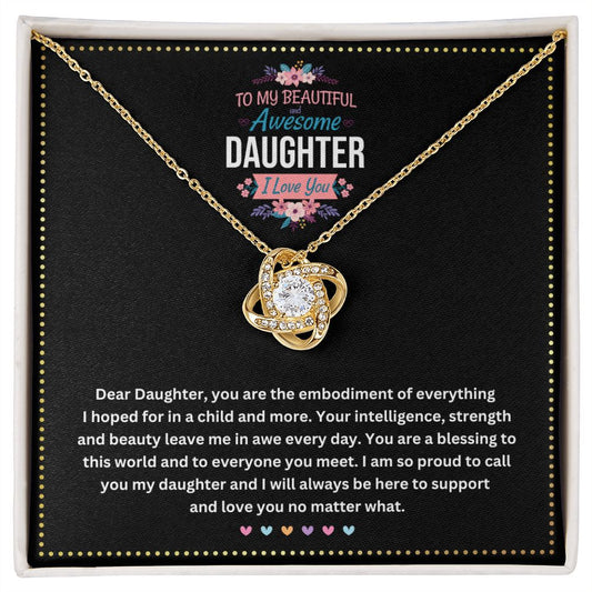 JGF Jewelry Gifts for Family |Love Knot Necklace for Women My Princess | Birthday Gift for my Awesome Daughter from Dad