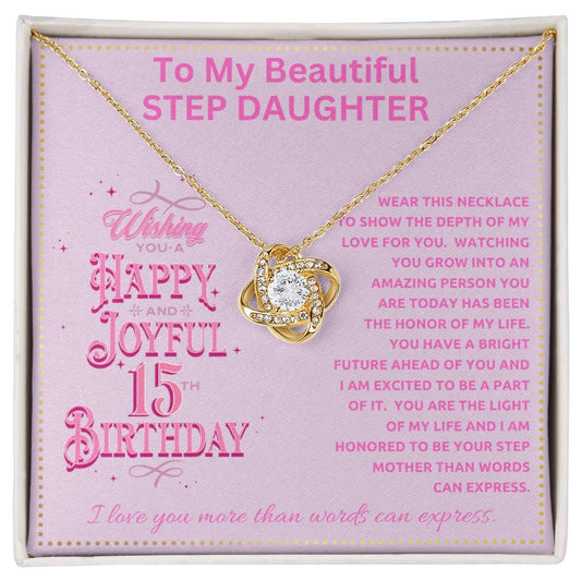 JGF Jewelry Gifts for Family Happy 15th Birthday Card For Step Daughter From Mom and Dad