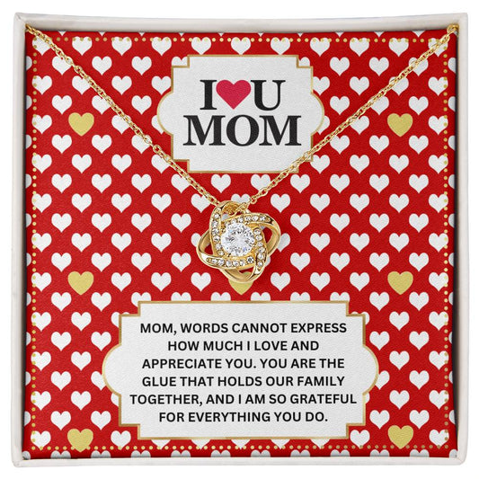 JGF Jewelry Gifts for Family I Love You Mom Message Card Necklace For Mommy