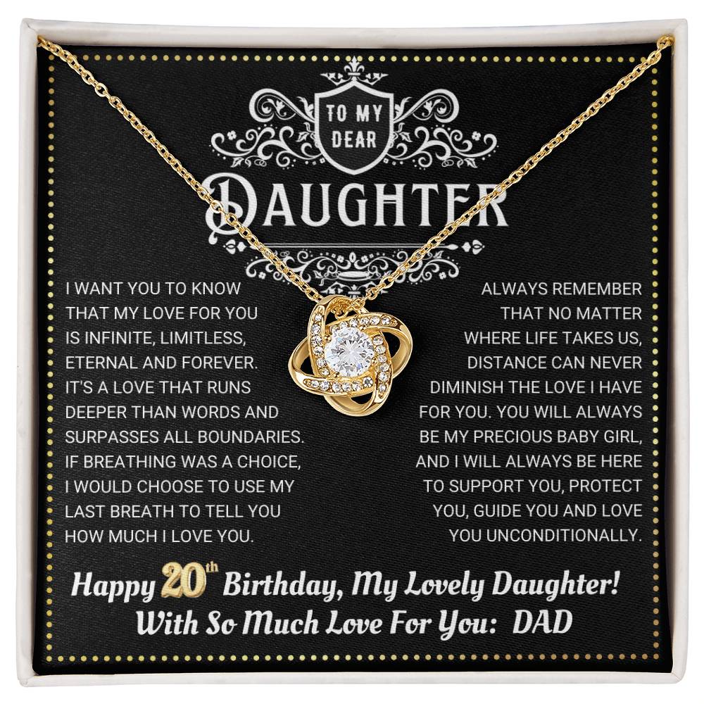 JGF Jewelry Gifts for Family Daughter 20th Birthday From Dad Love Knot Necklace