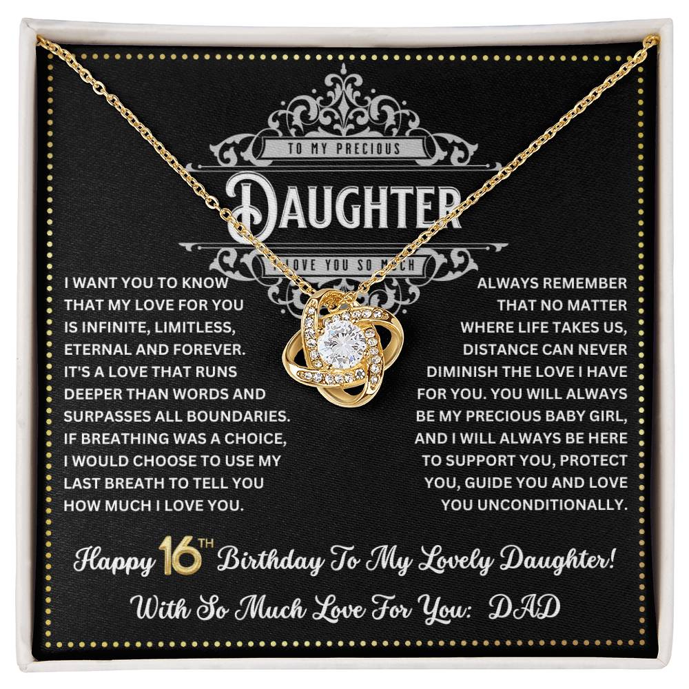 JGF Jewelry Gifts for Family Happy 16th Birthday Card Daughter Love Knot Necklace