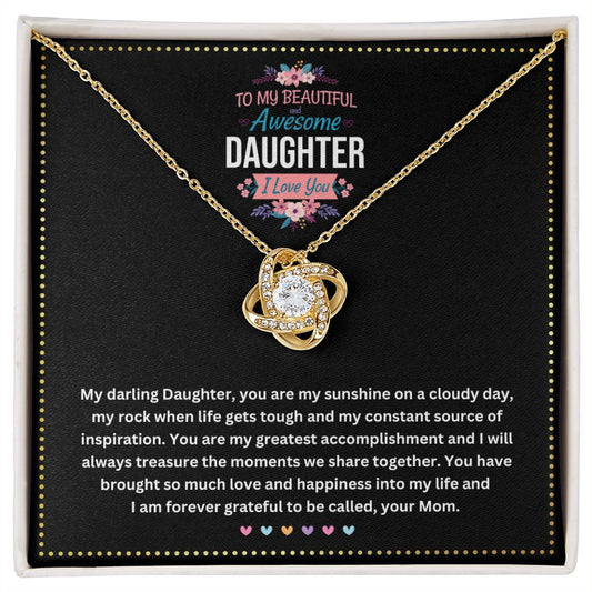 JGF Jewelry Gifts for Family |I Love You Sterling Silver Cubic Zirconia Celtic Love Knot Necklace for Daughter from Mom