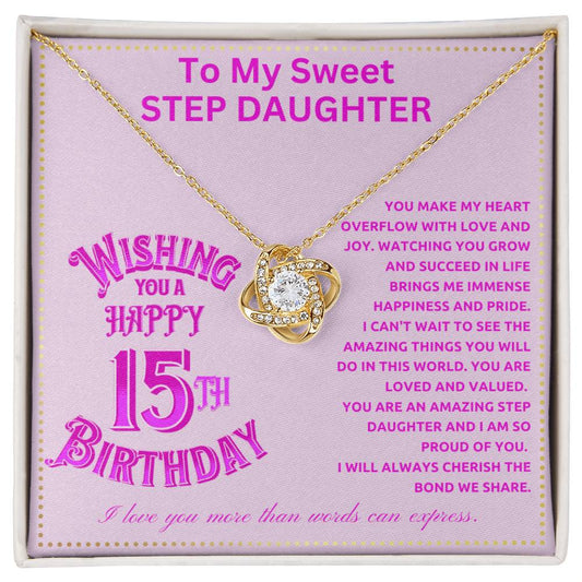 JGF Jewelry Gifts for Family 15th Birthday Card for Step Daughter