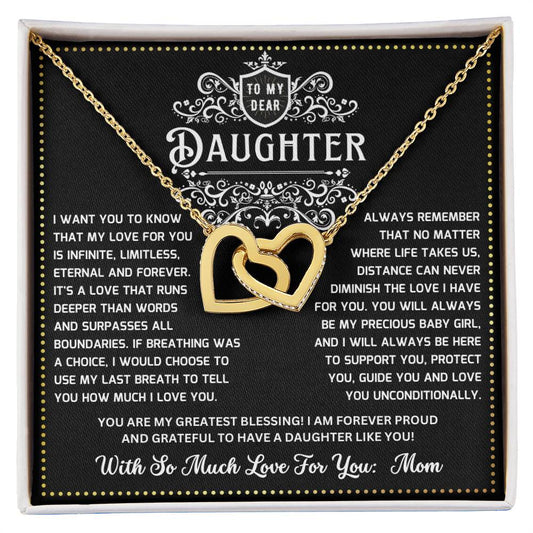 JGF Jewelry Gifts for Family Heart Necklace Silver 2 Linked Hearts To My Daughter From Mom On Her Wedding Day