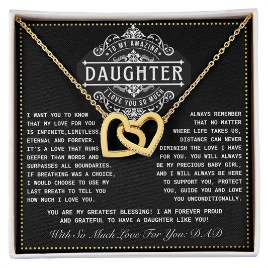 JGF Jewelry Gifts for Family Interlocking Hearts Necklace 18th Birthday Card Daughter From Dad