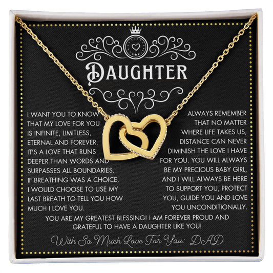 JGF Jewelry Gifts for Family To My Daughter Necklace From Dad Double Heart
