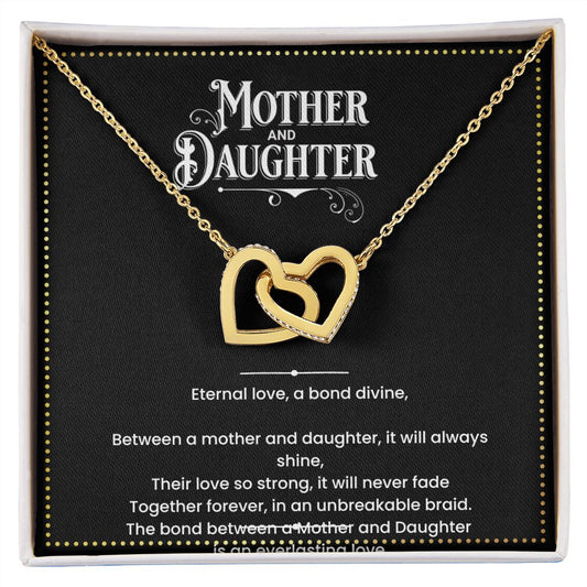 JGF Jewelry Gifts for Family | Two Hearts Pendant Necklace with Cubic Zirconia Crystals for Mother and Daughter