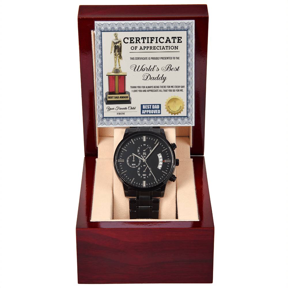 Dad-World_s Best Daddy-Metal Chronograph Watch