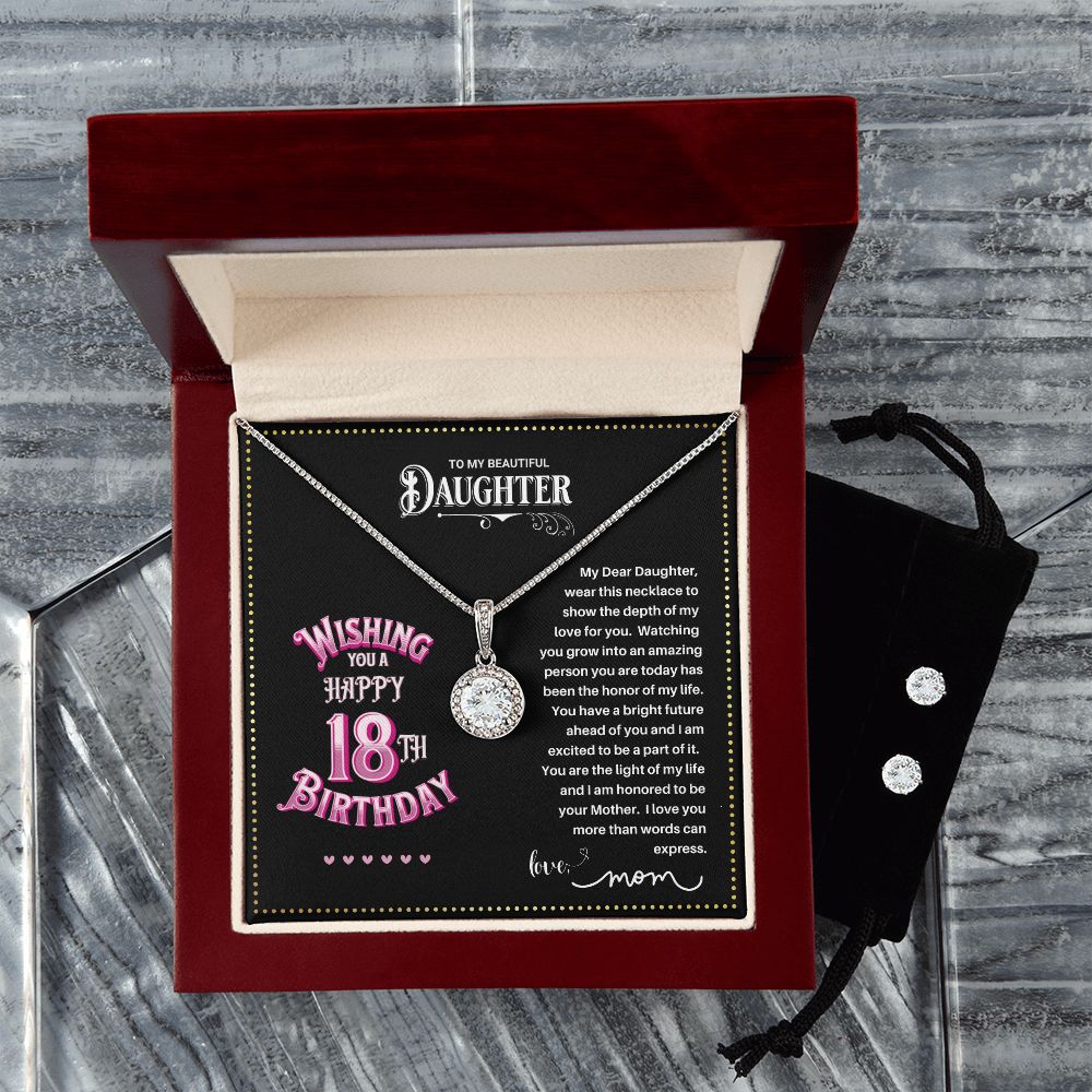 JGF Jewelry Gifts for Family | 18th Birthday Gifts for Girls | Silver Sterling Necklace and Earrings