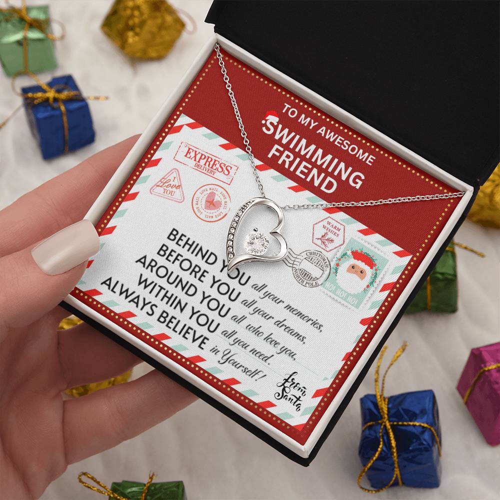 JGF Jewelry Gifts for Family To My BFF Bestie Heart Necklace Gift For Swimming Adult Female Friend