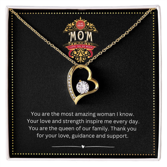 JGF Jewelry Gifts for Family | Mothers Birthday Gift I Love Mom Heart Pendant Necklace for Women with Message Card