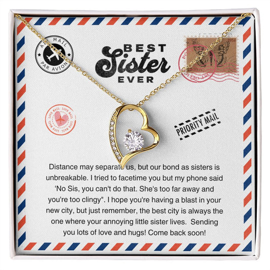 JGF Jewelry Gifts for Family | Moving Away Gifts For Best Sister Ever | Heart Pendant Choker Necklace with Crystal Zircon Jewelry Gifts
