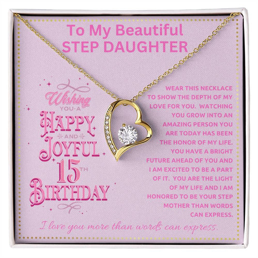 JGF Jewelry Gifts for Family To My Step Daughter 15th Birthday Gift Necklace