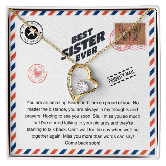JGF Jewelry Gifts for Family | Send A Happy Birthday Gift Card To Adult Sister | Sterling Silver Open Heart Charm Necklace for Sister