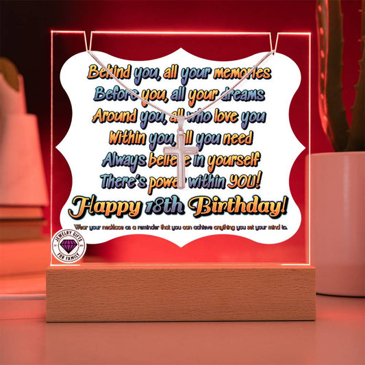 JGF Jewelry Gifts For Family Happy 18th Birthday with Cross Necklace