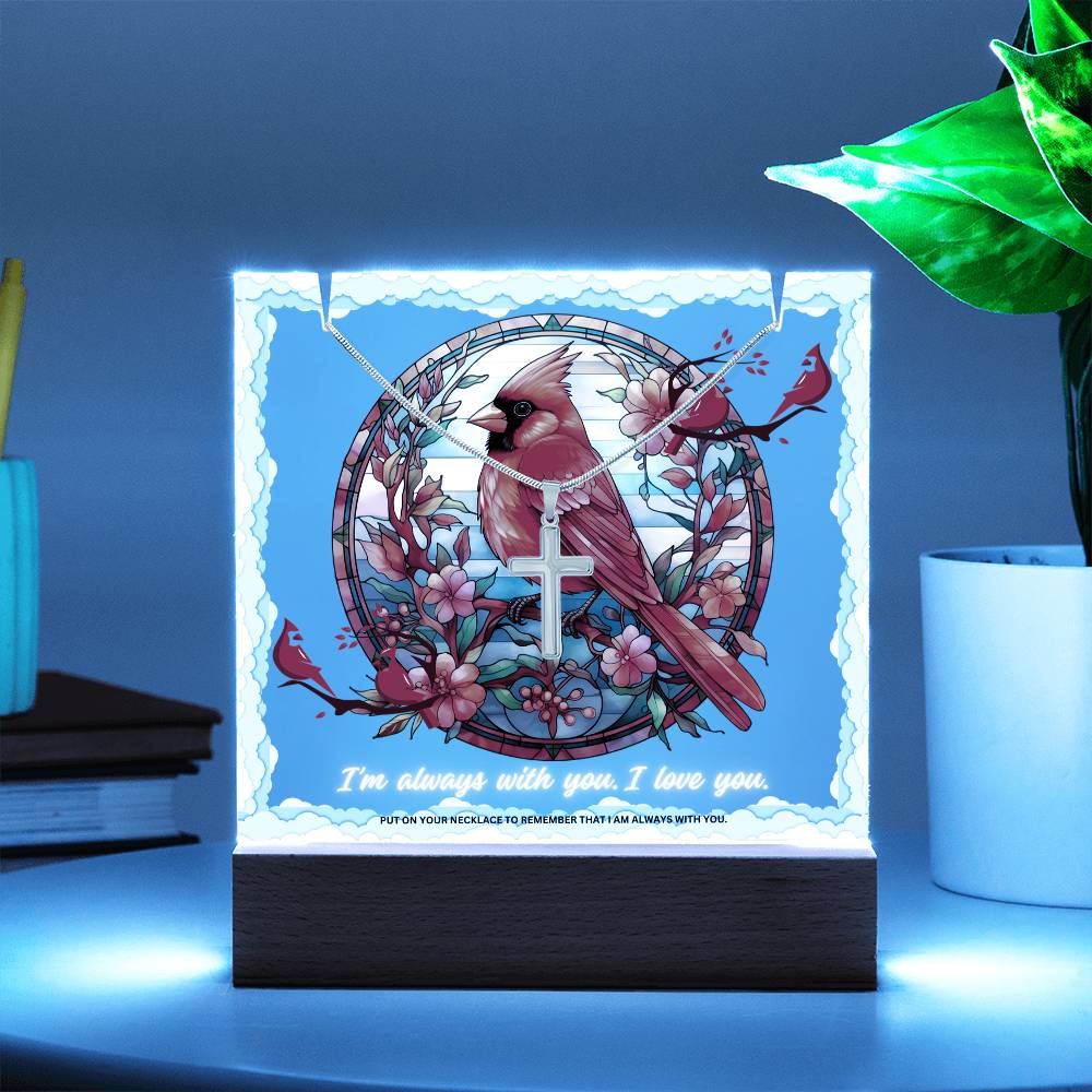 JGF Jewelry Gifts For Family Cardinal Red Birds Sympathy I Am Always With You Cross Necklace