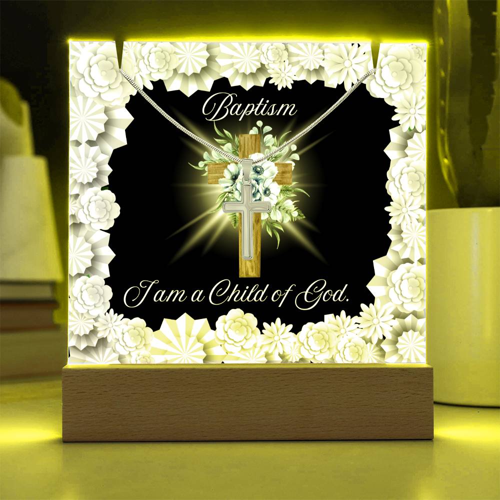 JGF Baptism of the Holy Spirit Cross Necklace For Baby Boy And Girl