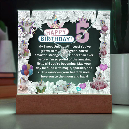 JGF Jewelry Gifts For Family 5 Year Old Necklace Girl For Happy 5th Birthday Unicorn Toddler Daughter