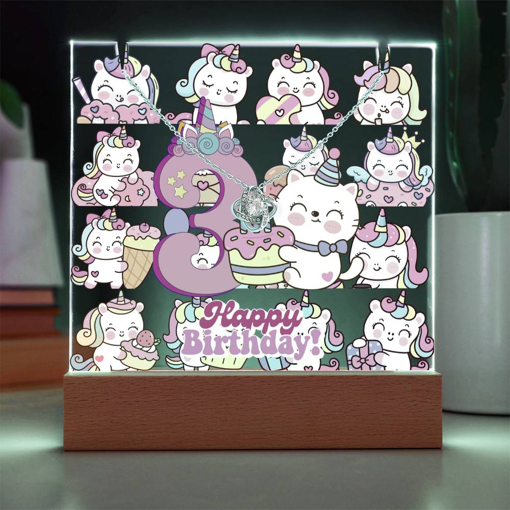 JGF Jewelry Gifts For Family Unicorn Bedroom Decor For Girls 3 Year Old Birthday Gift Ideas Necklace and Plaque for Decorations